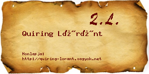 Quiring Lóránt névjegykártya